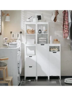 SoBuy Badezimmermöbel|Badmöbel<Wäscheschrank in Weiß - (B)30 x (H)90 x (T)30cm