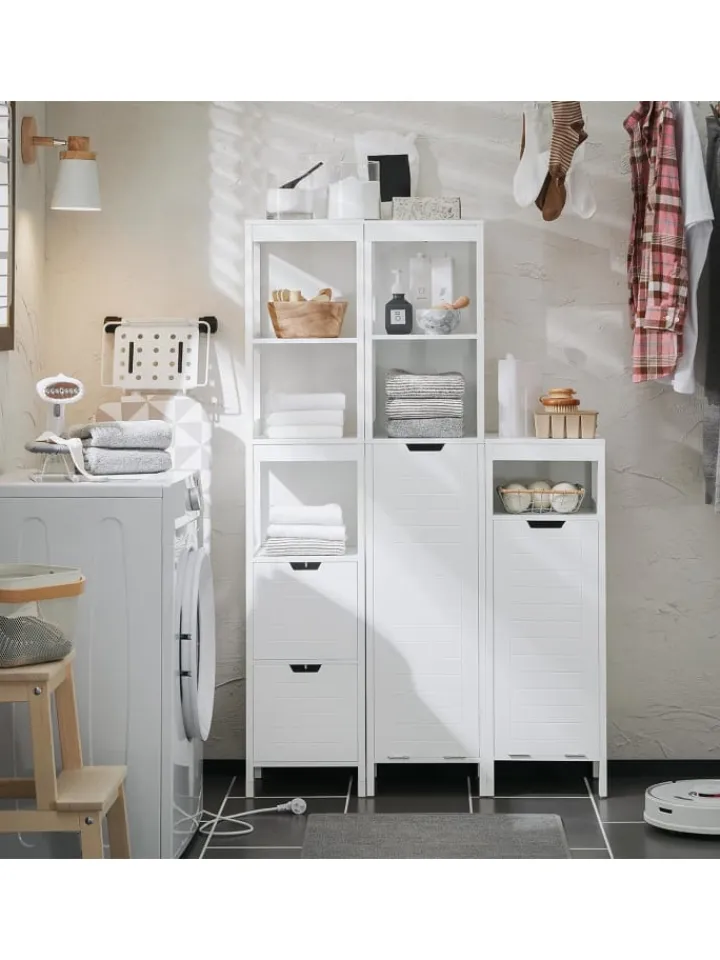 SoBuy Badezimmermöbel|Badmöbel<Wäscheschrank in Weiß - (B)30 x (H)90 x (T)30cm
