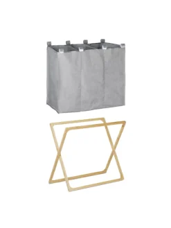 relaxdays Wäschekörbe & -Ständer<Wäschesortierer in Grau/Natur - 3x 28 l