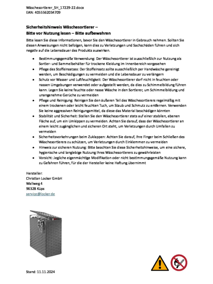 kobolo Wäschekörbe & -Ständer<Wäschesortierer NYLONDIVIDEBW in Schwarz