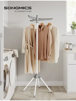 SONGMICS Wäschekörbe & -Ständer<Wäscheständer in Weiß/ Grau - (H)150 cm