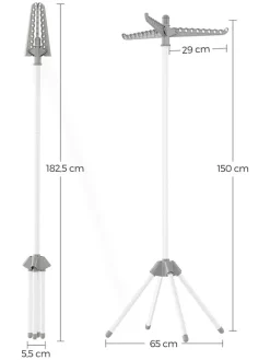 SONGMICS Wäschekörbe & -Ständer<Wäscheständer in Weiß/ Grau - (H)150 cm
