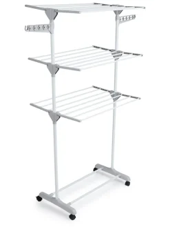 Lifa Living Wäschekörbe & -Ständer<Wäscheständer in Weiß/ Grau - (B)126 x (H)160 x (T)57 cm