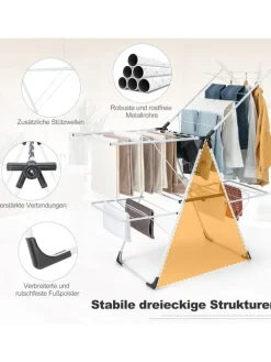COSTWAY Wäschekörbe & -Ständer<Wäscheständer klappbar in Weiß