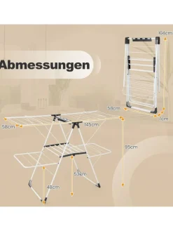 COSTWAY Wäschekörbe & -Ständer<Wäscheständer klappbar in Weiß