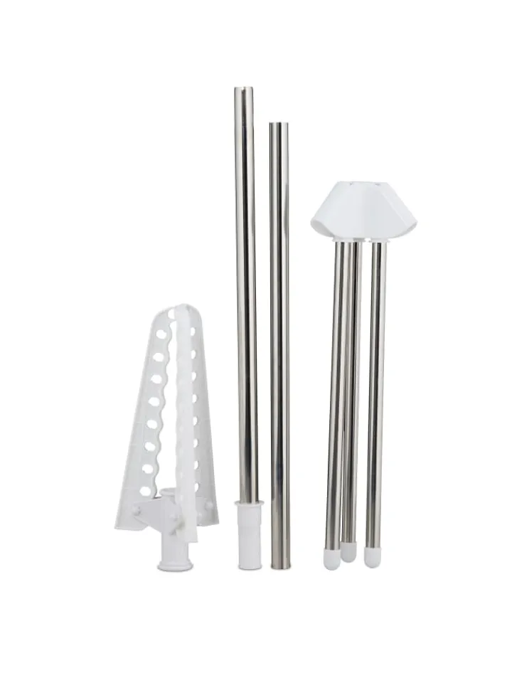 relaxdays Wäschekörbe & -Ständer<Wäscheständer Kleiderbügel in Silber/ Weiß - (B)62 x (H)150 x (T)52 cm