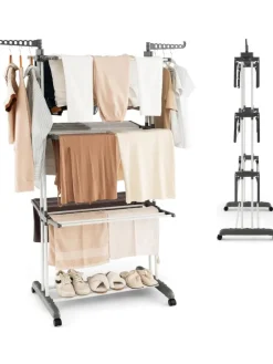 COSTWAY Wäschekörbe & -Ständer<Wäscheständer mit Rollen in Grau