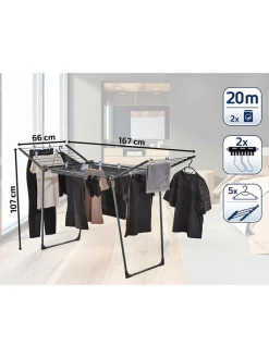 Leifheit Wäschekörbe & -Ständer<Wäscheständer "Pegasus 200" in Schwarz - (B)167 x (H)107 cm