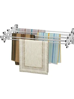 COSTWAY Wäschekörbe & -Ständer<Wäscheständer Wandmontage 86cm in Silber