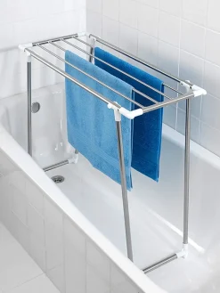 Wenko Wäschekörbe & -Ständer<Wäschetrockner "Profi Single" in Silber/ Weiß - (B)87 x (H)79 x (T)39 cm