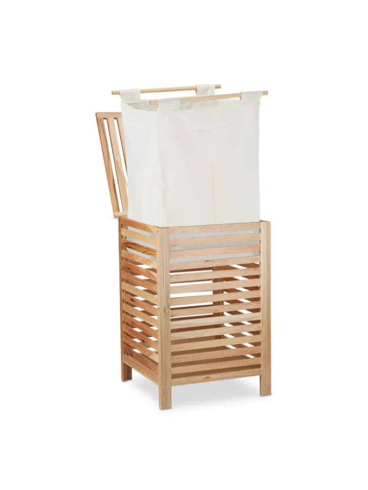 relaxdays Wäschekörbe & -Ständer<Wäschetruhe in Natur - 90 l