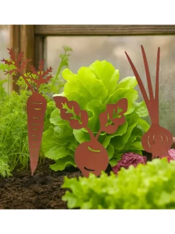 UNUS Gartendekoration<Wurzelgemüse 3er Set aus Metall in Rostoptik in Rost
