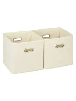 relaxdays Kisten & Körbe<2x Aufbewahrungsbox in Beige - 30 cm