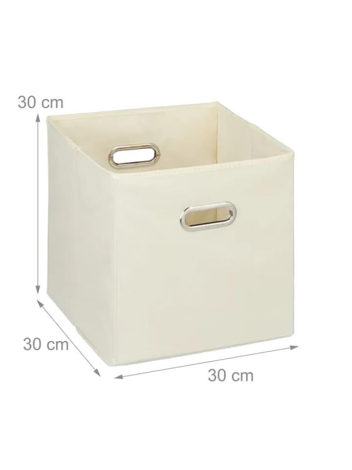 relaxdays Kisten & Körbe<2x Aufbewahrungsbox in Beige - 30 cm