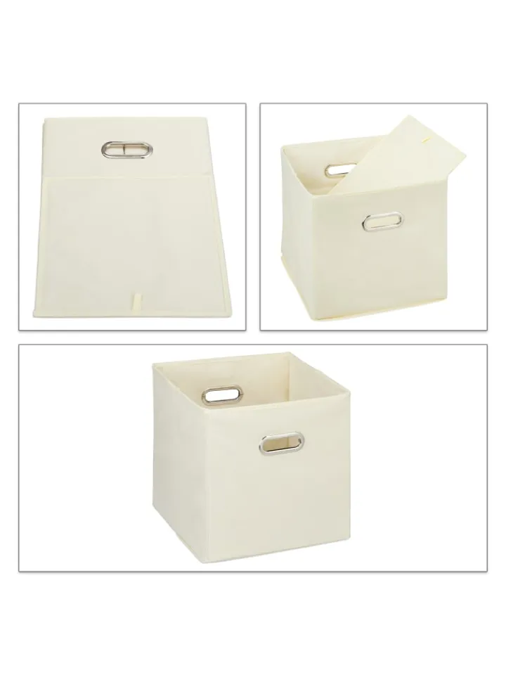 relaxdays Kisten & Körbe<2x Aufbewahrungsbox in Beige - 30 cm
