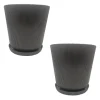 relaxdays Pflanzen & Zubehör<2x Blumentopf in Dunkelgrau - (H) 20 x Ø 20 cm