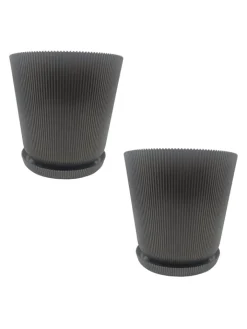 relaxdays Pflanzen & Zubehör<2x Blumentopf in Dunkelgrau - (H) 20 x Ø 20 cm