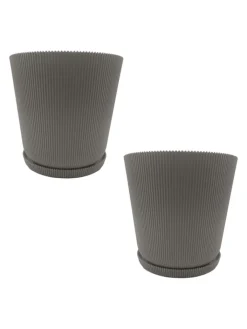 relaxdays Pflanzen & Zubehör<2x Blumentopf in Hellgrau - (H) 20 x Ø 20 cm