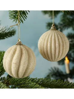 MARELIDA Weihnachtsschmuck<12x Christbaumkugeln Weihnachtskugeln bruchfest 2 Designs D: 8cm creme