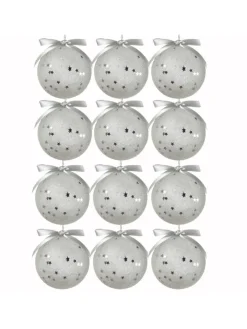 MARELIDA Weihnachtsschmuck<12x Christbaumkugeln Weihnachtskugeln bruchfest 2 Designs D: 8cm transparent