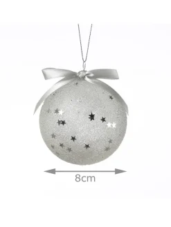 MARELIDA Weihnachtsschmuck<12x Christbaumkugeln Weihnachtskugeln bruchfest 2 Designs D: 8cm transparent