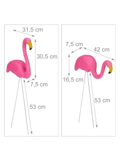relaxdays Gartendekoration<12x Flamingo Figur in Pink