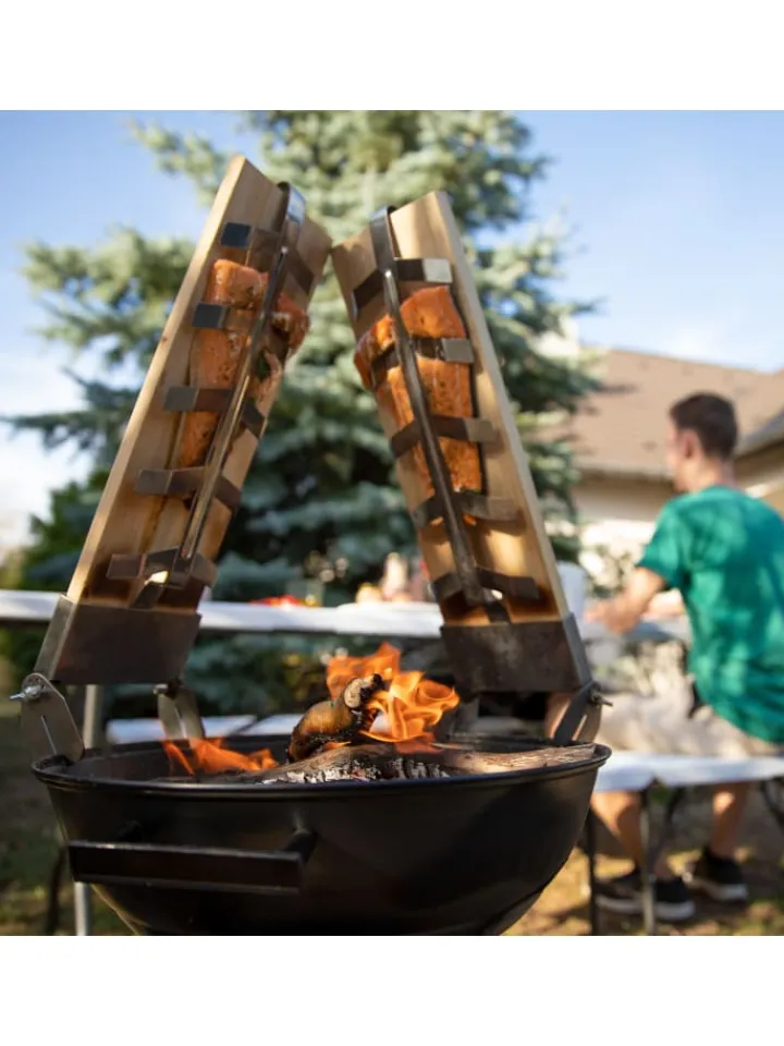 relaxdays Grillen<4x Flammlachsbretter in Natur