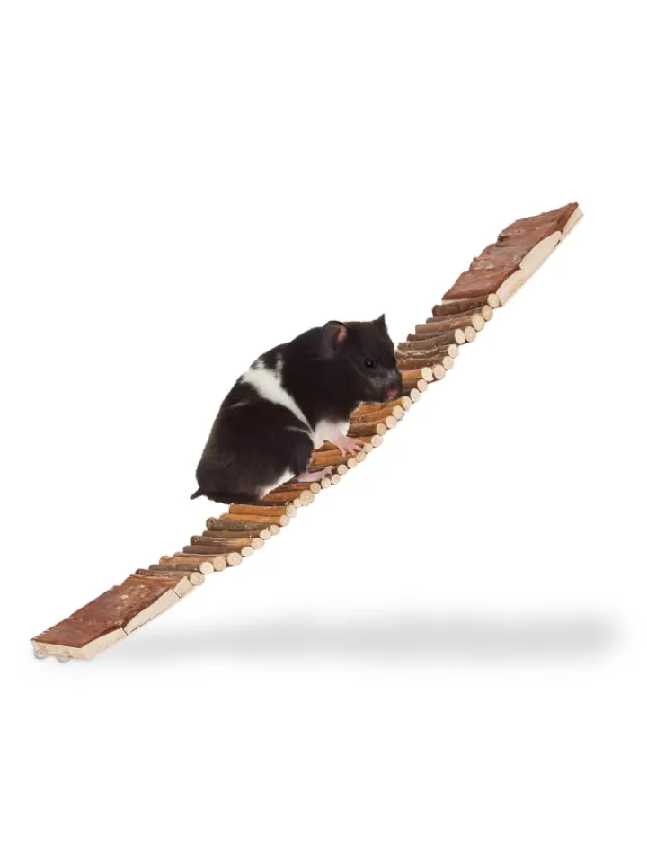 relaxdays Kleintiere<3x Hängebrücke in Natur - (B)55 x (T)10 cm
