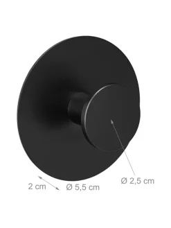 relaxdays Badaccessoires<4x Klebehaken in Schwarz - Ø 5,5 cm