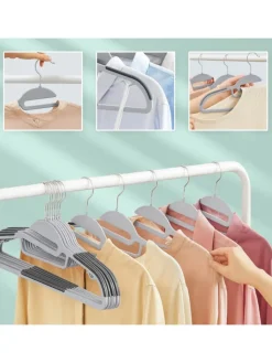 relaxdays Weitere Haushaltshelfer<50x Kleiderbügel in Schwarz