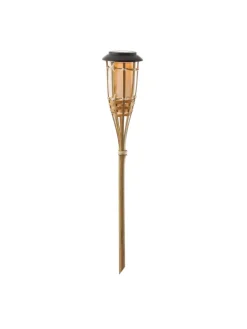 MARELIDA Gartendekoration<4x LED Solar Fackel Gartenfackel aus Bambus H: 60cm in natur