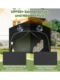 COSTWAY Gartenmöbel<3x3 m Faltpavillon mit 4 Seitenwänden in Schwarz