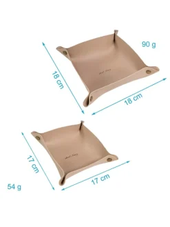 Intirilife Dekoschalen<2x Taschenleerer Schmuck Schlüselablage Kunstleder in Beige