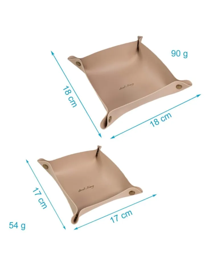 Intirilife Dekoschalen<2x Taschenleerer Schmuck Schlüselablage Kunstleder in Beige