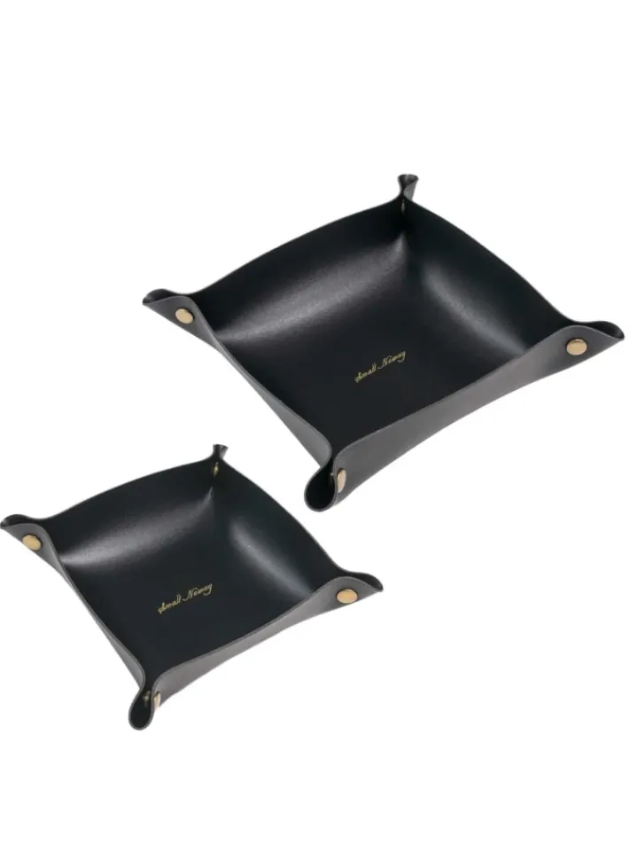 Intirilife Dekoschalen<2x Taschenleerer Schmuck Schlüselablage Kunstleder in Schwarz