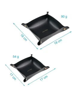 Intirilife Dekoschalen<2x Taschenleerer Schmuck Schlüselablage Kunstleder in Schwarz