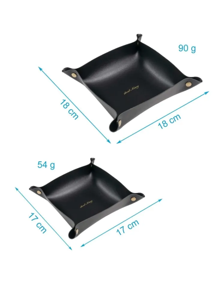 Intirilife Dekoschalen<2x Taschenleerer Schmuck Schlüselablage Kunstleder in Schwarz