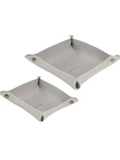 Intirilife Dekoschalen<2x Taschenleerer Schmuck Schlüselablage Kunstleder in Grau