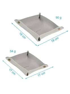 Intirilife Dekoschalen<2x Taschenleerer Schmuck Schlüselablage Kunstleder in Grau