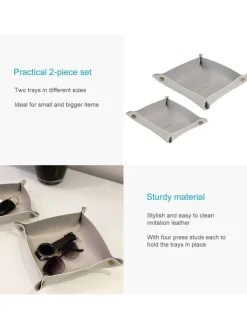 Intirilife Dekoschalen<2x Taschenleerer Schmuck Schlüselablage Kunstleder in Grau