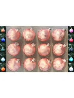Thüringer Glasdesign Weihnachtsschmuck<12x Thüringer Glas Eislack 6cm Christbaumkugeln in Rosa
