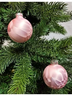 Thüringer Glasdesign Weihnachtsschmuck<12x Thüringer Glas Eislack 6cm Christbaumkugeln in Rosa