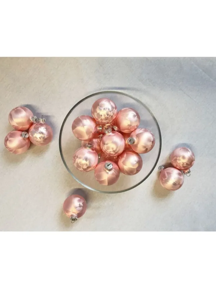 Thüringer Glasdesign Weihnachtsschmuck<12x Thüringer Glas Eislack 6cm Christbaumkugeln in Rosa