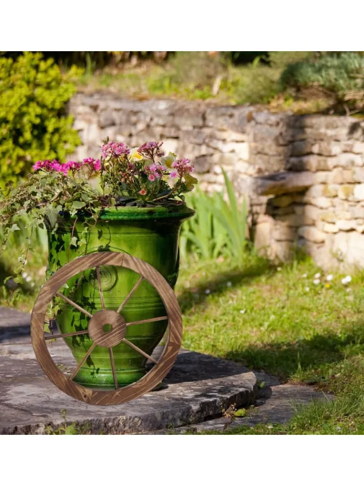relaxdays Gartendekoration<2x Wagenrad in Natur