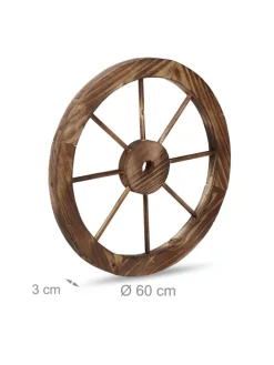 relaxdays Gartendekoration<2x Wagenrad in Natur - 60 cm
