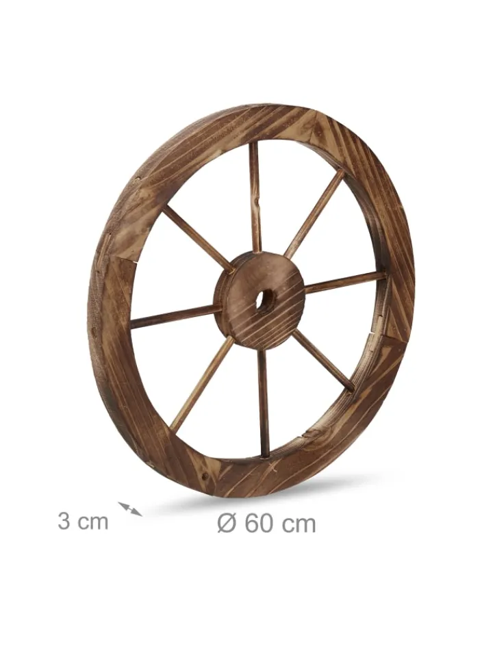 relaxdays Gartendekoration<2x Wagenrad in Natur - 60 cm