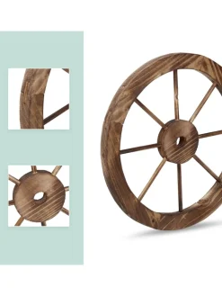 relaxdays Gartendekoration<2x Wagenrad in Natur - 60 cm