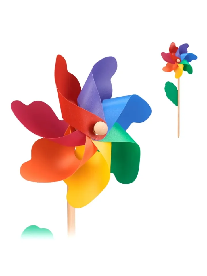 relaxdays Gartendekoration<2x Windrad in Bunt - (B)18 x (H)47,5 x (T)8,5 cm