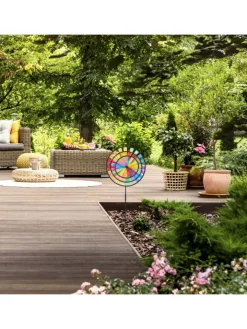 relaxdays Gartendekoration<2x Windrad in Bunt - (B)35,5 x (H)73,5 x (T)15 cm