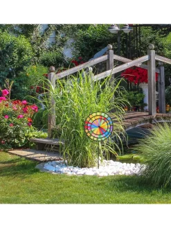 relaxdays Gartendekoration<2x Windrad in Bunt - (B)35,5 x (H)73,5 x (T)15 cm